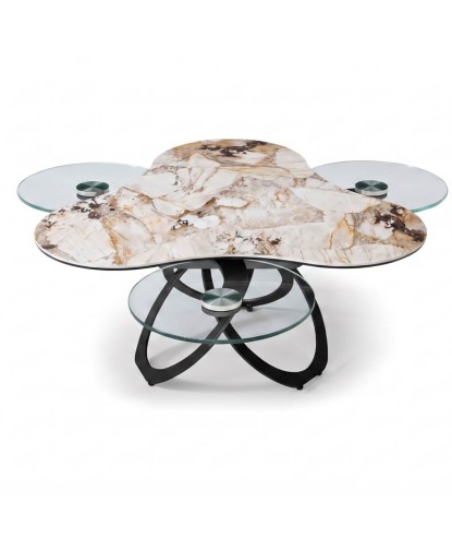 Table basse TREFLE 3 plateaux pivotants céramique Patagonia
