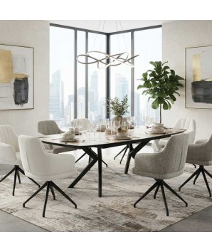 table repas et fauteuils pivotant OPHELIA dans salon