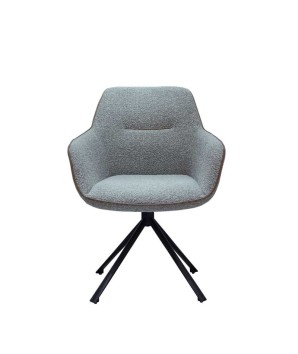 lot 2 chaises pivotantes ELVIRA tissu gris design scandinave contemporain vue face