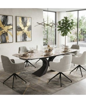table repas moderne OLYMPIA et fauteuil dans salle a manger maison