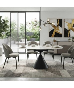 table repas moderne ORNELLA pied conique dans maison
