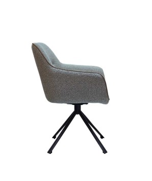 lot 2 chaises pivotantes ELVIRA tissu gris design scandinave contemporain vue coté
