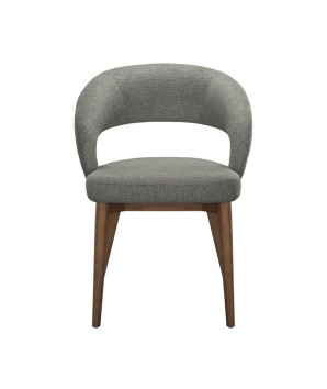 chaise de repas Mid Century moderne EVA bois tissu gris face