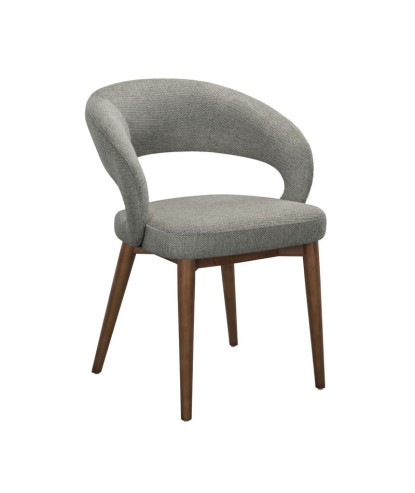 Lot de 2 chaises de repas Mid-Century moderne EVA Aragon Tissu Gris