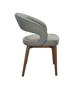 chaise de repas Mid Century moderne EVA bois tissu gris vue coté