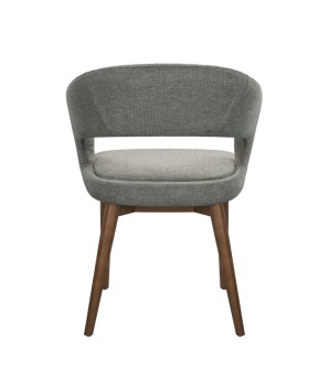 chaise de repas Mid Century moderne EVA bois tissu gris dos