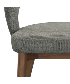 chaise de repas Mid Century moderne EVA bois assise tissu gris