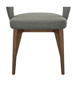 chaise de repas Mid Century moderne EVA pied bois tissu gris