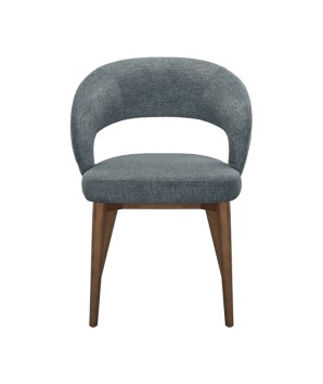 chaise de repas Mid Century moderne EVA bois tissu bleu face
