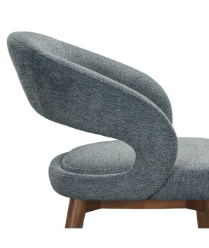 chaise de repas Mid Century moderne EVA bois zoom tissu bleu