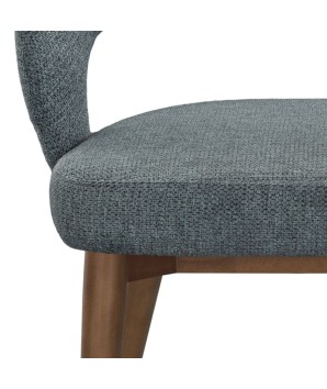 chaise de repas Mid Century moderne EVA bois zoom assise tissu bleu