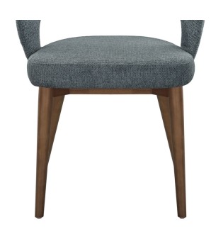 chaise de repas Mid Century moderne EVA zoom pied bois tissu bleu