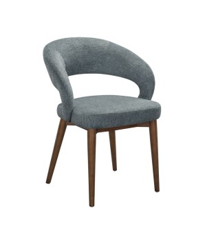 Lot de 2 chaises de repas Mid-Century moderne EVA Aragon Tissu Bleu
