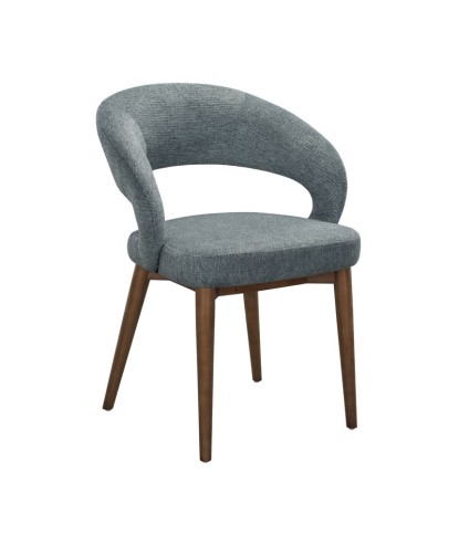 Lot de 2 chaises de repas Mid-Century moderne EVA Aragon Tissu Bleu