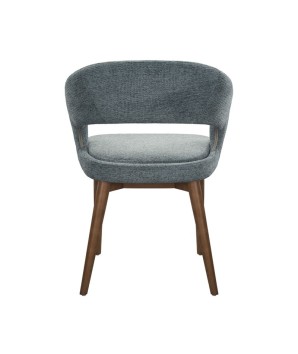 chaise de repas Mid Century moderne EVA bois tissu bleu dos