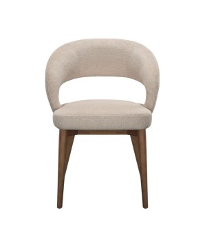 chaise de repas Mid Century moderne EVA bois tissu beige face