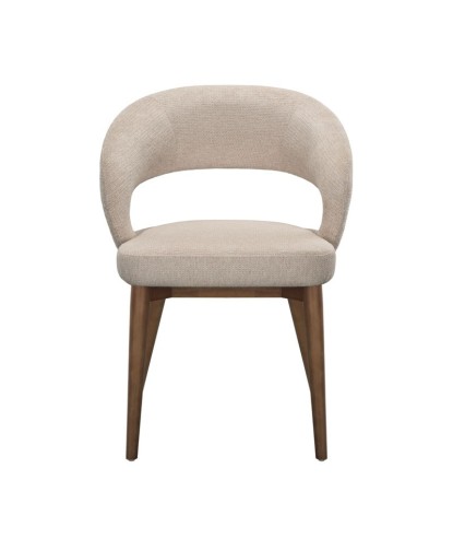 chaise de repas Mid Century moderne EVA bois tissu beige face