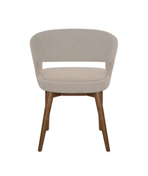 chaise de repas Mid Century moderne EVA bois tissu beige dos