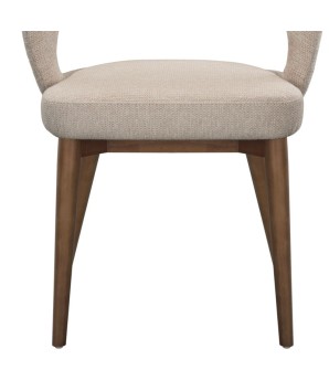 chaise de repas Mid Century moderne EVA zoom pied bois tissu beige