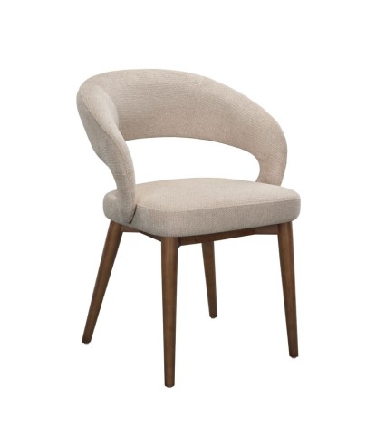 Lot de 2 chaises de repas Mid-Century moderneEVA Aragon Tissu Beige