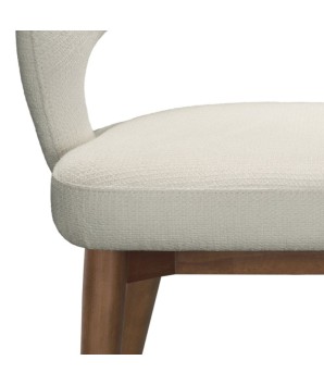 chaise de repas Mid Century moderne EVA bois zoom assise tissu blanc