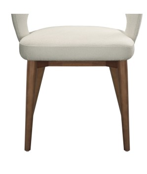 chaise vintage EVA detail pied bois tissu blanc