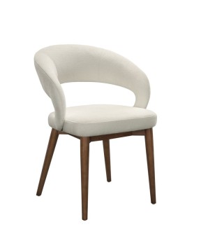 Lot de 2 chaises de repas Mid-Century moderne EVA Aragon Tissu Blanc