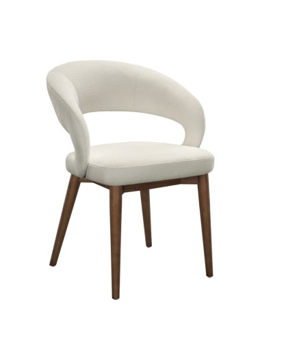 Lot de 2 chaises de repas Mid-Century moderne EVA Aragon Tissu Blanc