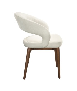 chaise de repas Mid Century moderne EVA bois tissu blanc vue coté
