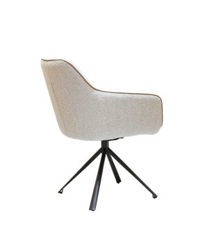 lot 2 chaises pivotantes ELVIRA tissu beige design scandinave contemporain vue 3-4 arrière