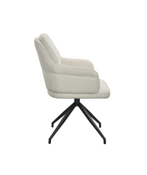 fauteuil de table design OPHELIA tissu blanc vue coté