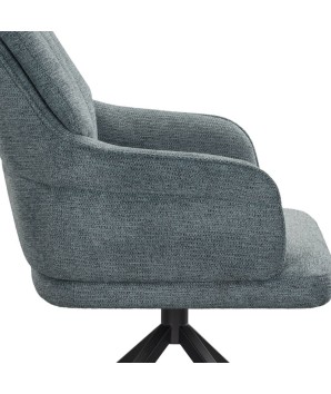 fauteuil de table design OPHELIA tissu bleu zoom accoudoir