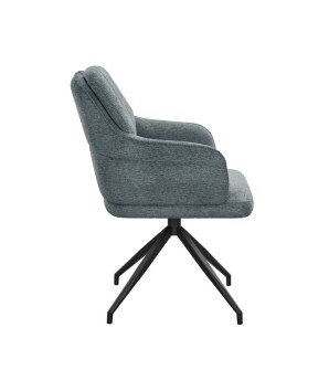 fauteuil de table design OPHELIA tissu bleu vue coté