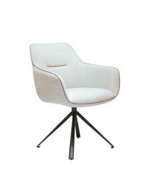lot 2 chaises pivotantes ELVIRA tissu beige design scandinave contemporain vue 3-4