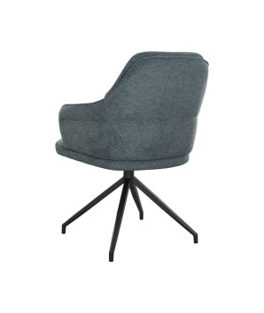 fauteuil pivotant OPHELIA tissu bleu vue dos 3/4