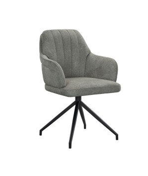 fauteuil de table design OPHELIA tissu gris vue 3/4