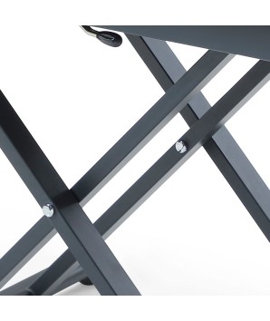 Table relevable MOOVIE plateau extensible céramique cold jade détail pied x roulettes noir