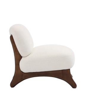 chauffeuse design mid century WANAKA bois Tissu blanc vue profil