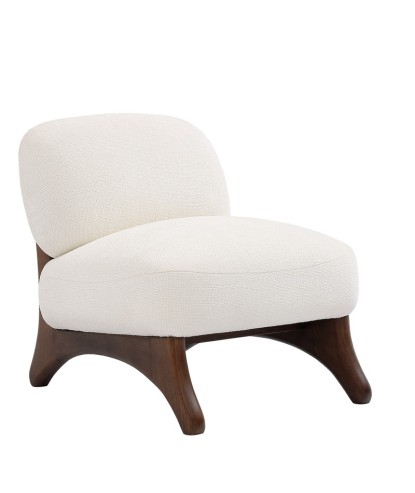 fauteuil lounge design Mid-Century Moderne WANAKA Tissu Blanc