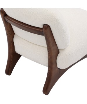 fauteuil lounge bois Mid Century WANAKA Tissu blanc vue 3/4 dos
