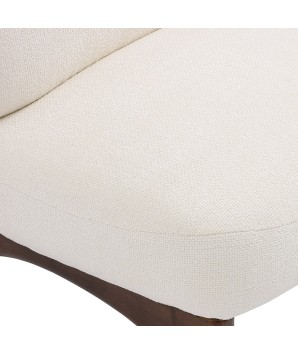 fauteuil mid century WANAKA bois Tissu blanc détail tissu