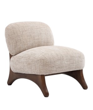 Fauteuil lounge design Mid-Century Moderne WANAKA Tissu Beige