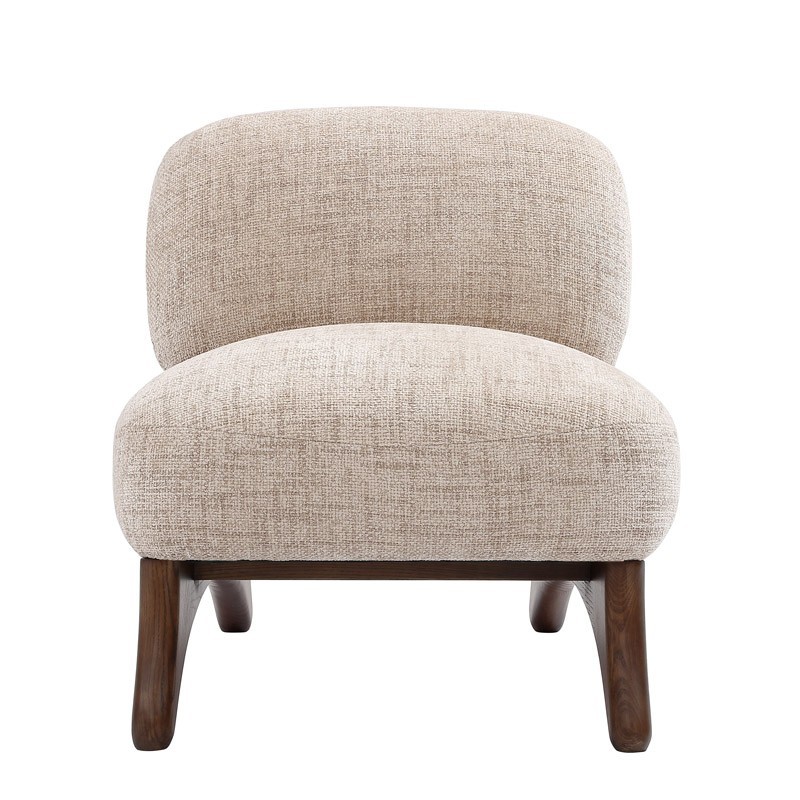 Fauteuil lounge design Mid-Century Moderne WANAKA Tissu Beige Fauteuil lounge design Mid-Century Moderne WANAKA Tissu Beige