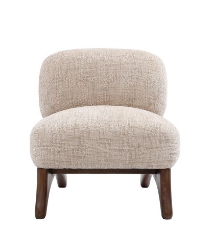 Fauteuil salon design mid century WANAKA bois Tissu Beige