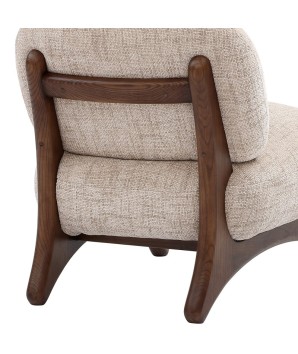 fauteuil mid century WANAKA bois Tissu beige dossier détail