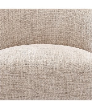 fauteuil lounge design Mid Century Moderne WANAKA bois Tissu beige détail tissu