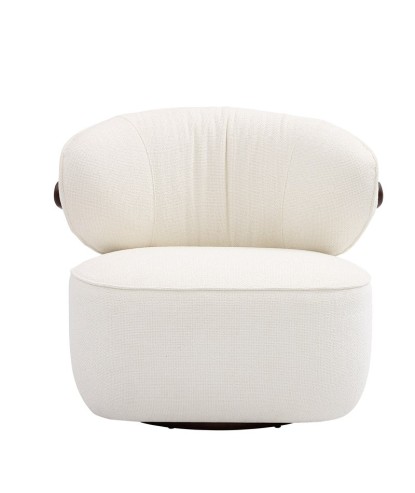 Fauteuil de salon confortable BOREAL cocooning bois Tissu blanc