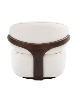 Fauteuil de salon confortable BOREAL cocooning bois Tissu blanc vue dos