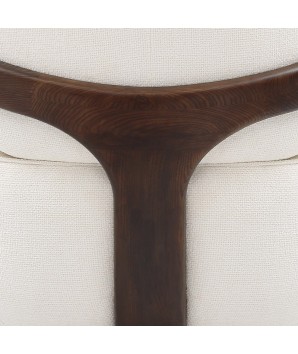 fauteuil lounge design BOREAL cocooning bois Tissu blanc vue dos détail bois