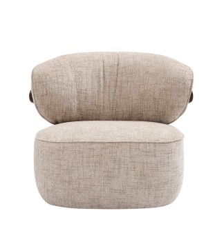 Fauteuil de salon confortable BOREAL cocooning bois Tissu beige vue 3/4